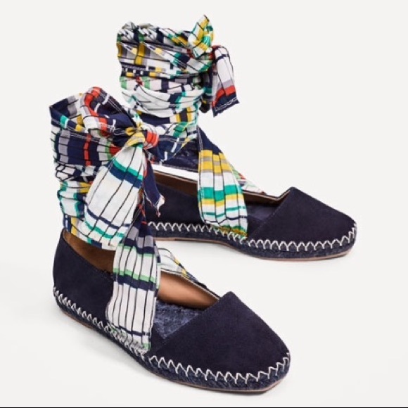 COPY - ZARA 100% LEATHER LACE UP ESPADRILLES  BRAND NEW - Picture 1 of 6
